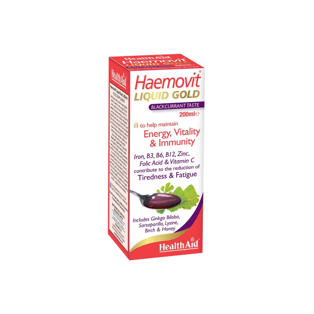Φωτογραφία προϊόντος: Health Aid Haemovit Liquid Gold, Βιταμινούχο Σιρόπι με Γεύση Βατόμουρο, 200ml