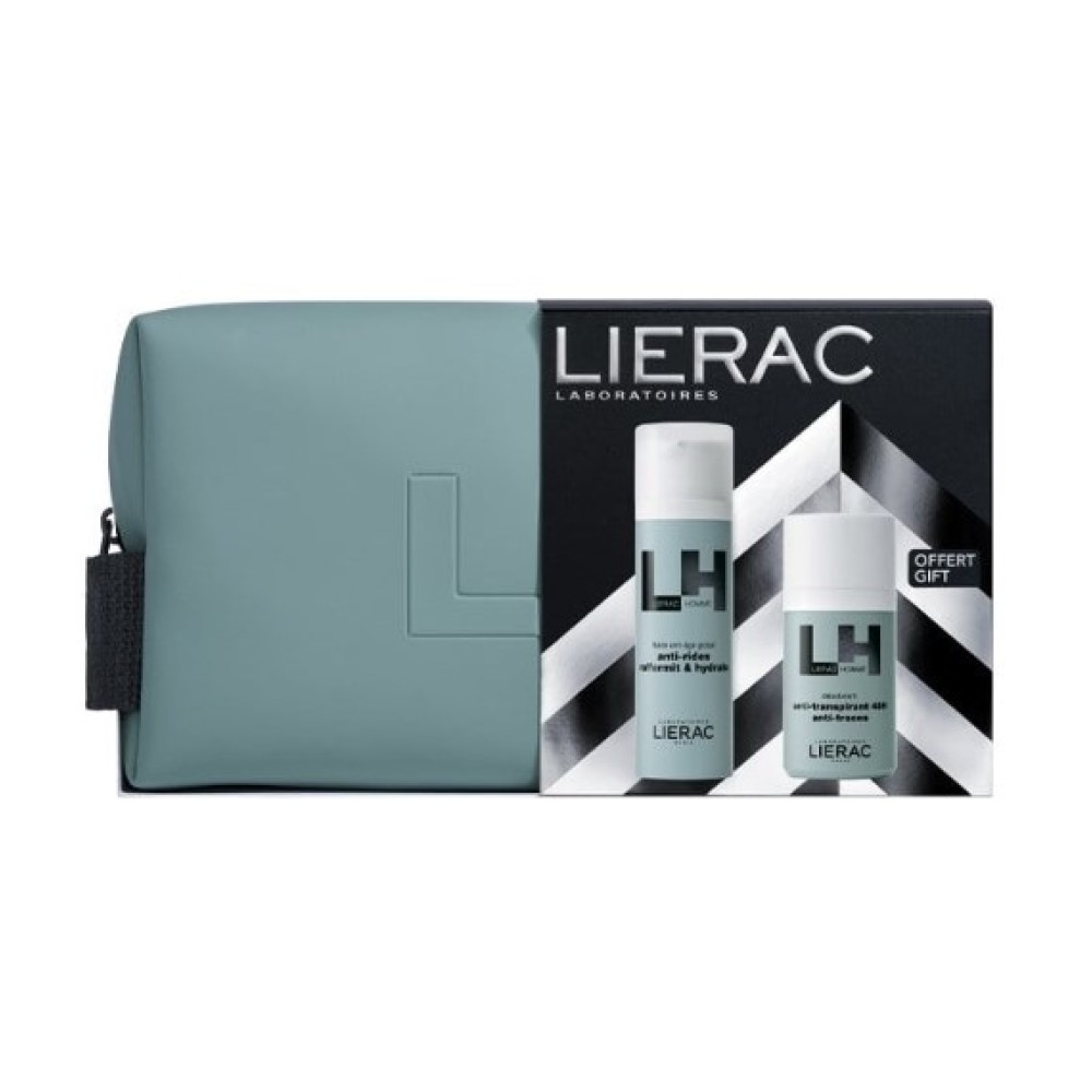 Φωτογραφία προϊόντος: Lierac PROMO Homme Ανδρική αντιγηραντική κρέμα προσώπου & ματιών λεπτής υφής 50ml + roll-on αποσμητικό 48ωρης προστασίας 50ml + νεσεσέρ