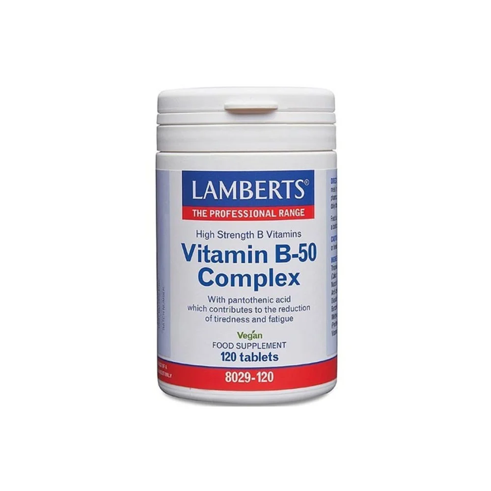 Φωτογραφία προϊόντος: Lamberts Vitamin B-50 Complex Βιταμίνη για Ενέργεια, τα Μαλλιά & τo Δέρμα 50mg 120tabs