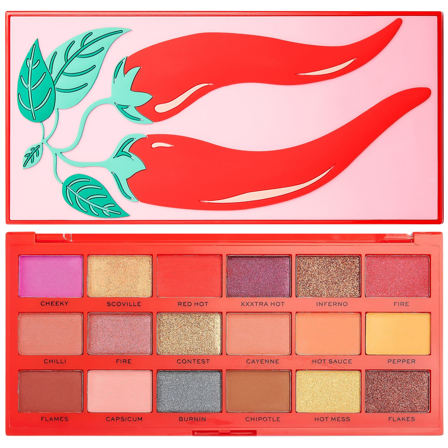 Φωτογραφία προϊόντος: Revolution Beauty I Heart Revolution Tasty Παλέτα με σκιές ματιών Tasty Chilli 22gr