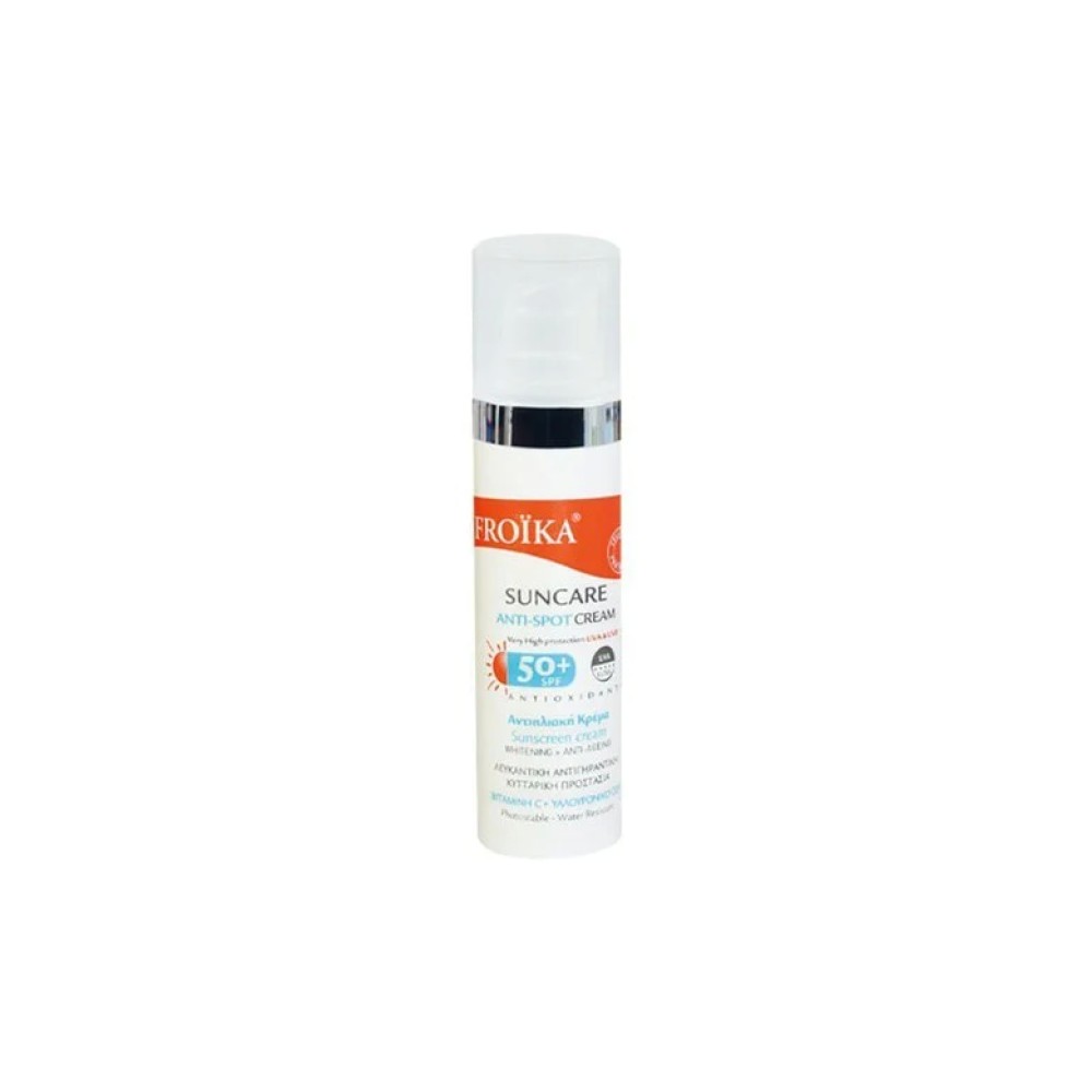Φωτογραφία προϊόντος: Froika SunCare Anti Spot Cream SPF50+ , Αντιηλιακή Κρέμα για Πανάδες, Φακίδες & Καφέ Κηλίδες με Λευκαντική Αντιγηραντική Κυτταρική Προστασία, 30ml