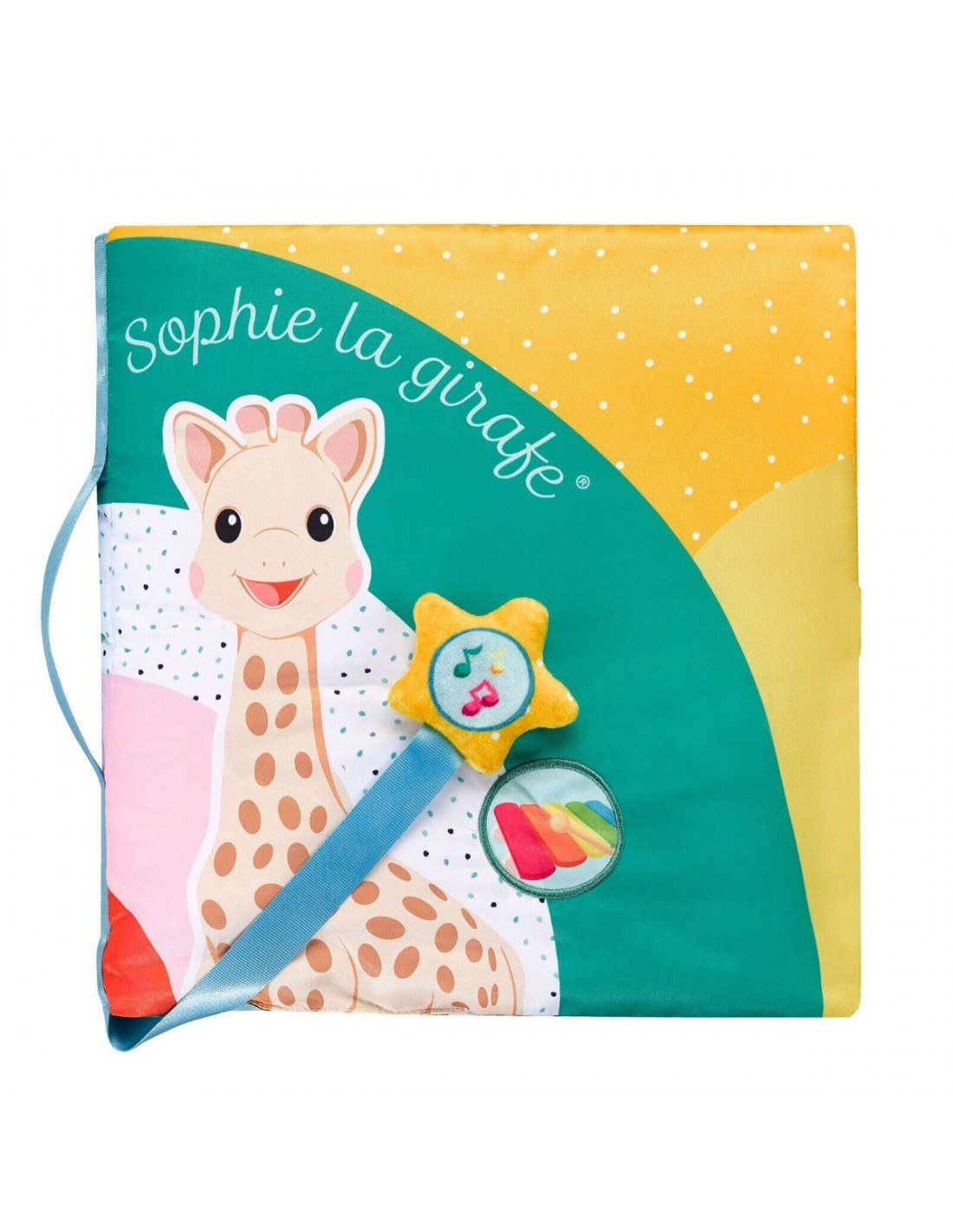 Φωτογραφία προϊόντος: 230852 Vulli Sophie La Girafe Σόφι η καμηλοπάρδαλη Υφασμάτινο βιβλίο με δραστηριότητες Αγγίζω και παίζω