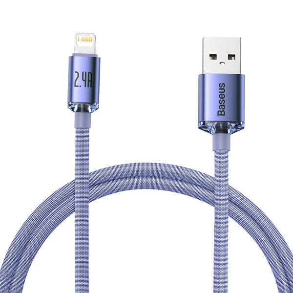 Φωτογραφία προϊόντος: Baseus Crystal Shine Series Cable USB to Lightning 2.4A 1.2m Lilac (CAJY000005)
