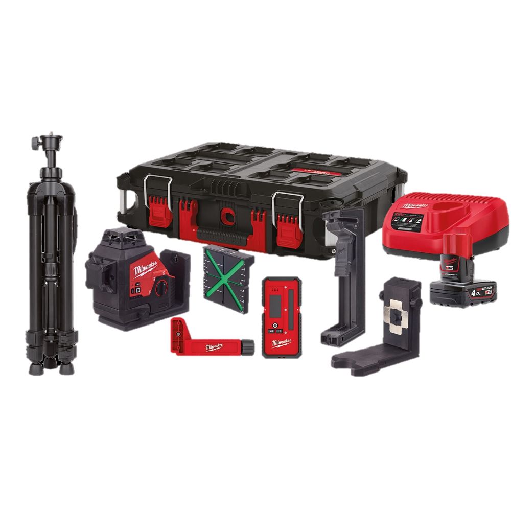 Φωτογραφία προϊόντος: M12™ 3PLKIT-401P 360° ΠΡΑΣΙΝΟ LASER 3ΩΝ ΕΠΙΠΕΔΩΝ ΣΕ ΚΙΤ ΜΕ ΕΞΑΡΤΗΜΑΤΑ MILWAUKEE 4933478960