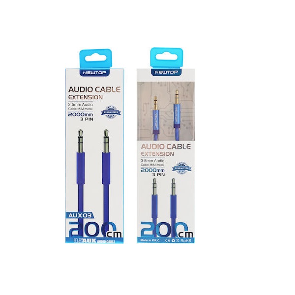 Φωτογραφία προϊόντος: Newtop Καλώδιο 3.5mm TRS αρσενικό-αρσενικό 2m Μπλε