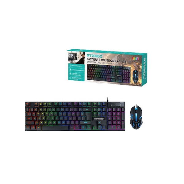 Φωτογραφία προϊόντος: Arrango ASM76394 Σετ Gaming Πληκτρολόγιο με RGB φωτισμό & Ποντίκι (Αγγλικό US)
