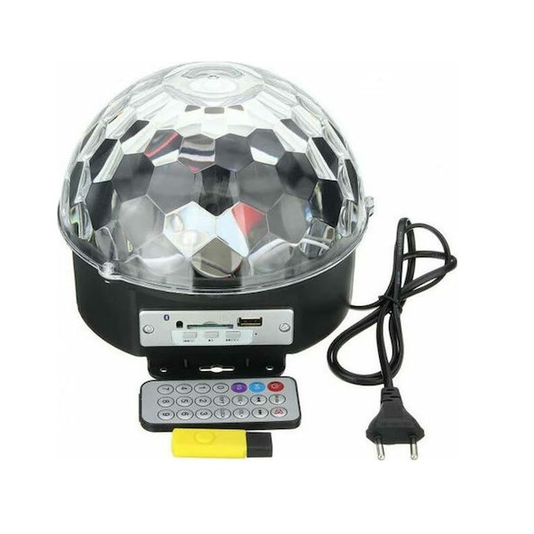 Φωτογραφία προϊόντος: Disco Ball Bluetooth Διακοσμητικό Φωτιστικό Party Light LED με MP3/USB/microSD, Μαύρο
