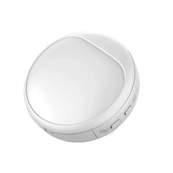 Φωτογραφία προϊόντος: USB Στρογγυλό Power Bank με Φωτιζόμενο Καθρέφτη Μακιγιάζ και Θερμοφόρα Χεριών – Λευκό