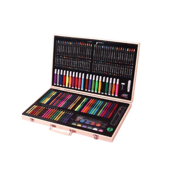 Φωτογραφία προϊόντος: Kelepoyri PAINT-SET-180PCS Σετ Ζωγραφικής σε Ξύλινο Βαλιτσάκι 47.5x29.5cm 180τμχ