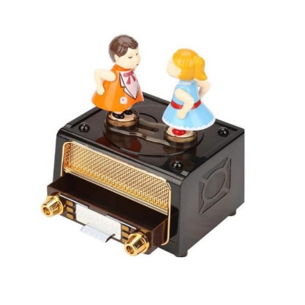 Φωτογραφία προϊόντος: KissingCouple Doll Music Box Κλασικό Ραδιόφωνο Ρολόι ABS