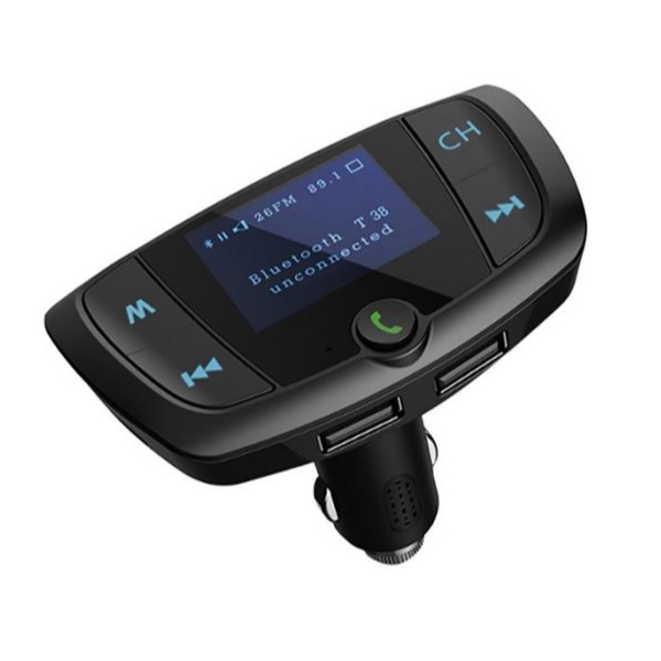 Φωτογραφία προϊόντος: FM Transmitter αυτοκινήτου με Bluetooth και φορτιστή T38 – μαύρο