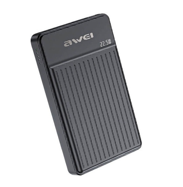 Φωτογραφία προϊόντος: Awei P33K Power Bank 10000mAh με USB-A και USB-C, Μαύρο
