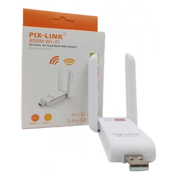 Φωτογραφία προϊόντος: Pix-Link 2.4/5GHz Ασύρματος USB Αντάπτορας Δικτύου 600Mbps