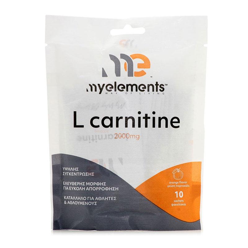 Φωτογραφία προϊόντος: ISO PLUS My Elements L-Carnitine Συμπλήρωμα Διατροφής για Ενίσχυση Μεταβολισμού & Ενέργεια 2000mg 10 Φακελίσκοι