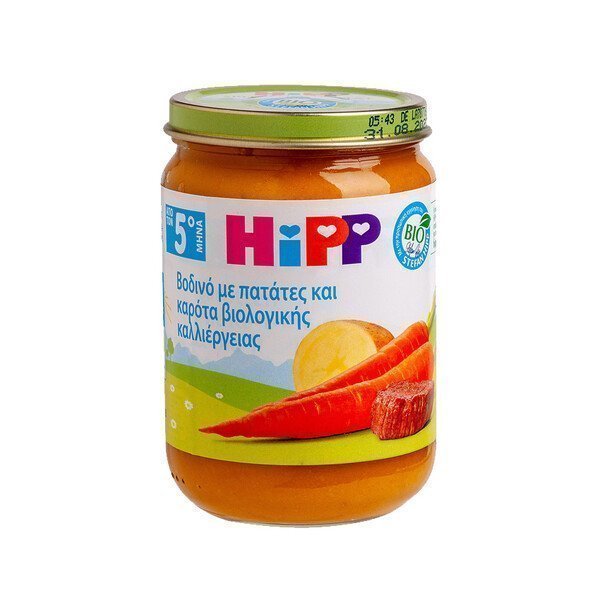 Φωτογραφία προϊόντος: Hipp Βρεφικό Γεύμα Βοδινό με Πατάτες και Καρότα Βιολογικής Καλλιέργειας Από Τον 5ο Μήνα 190g