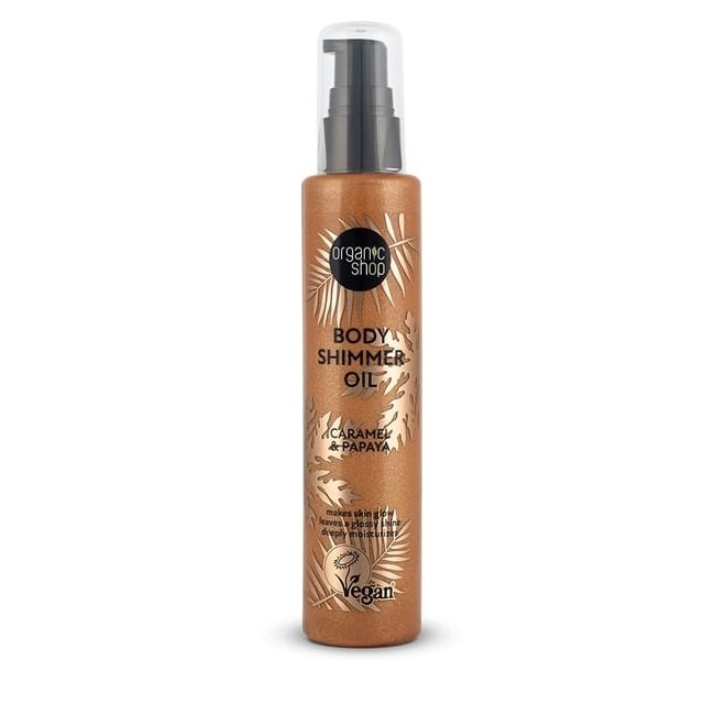 Φωτογραφία προϊόντος: Organic Shop by Natura Siberica Body Shimmer Oil, Λάδι Σώματος Για Λάμψη, Καραμέλα & Παπάγια, 100 ml