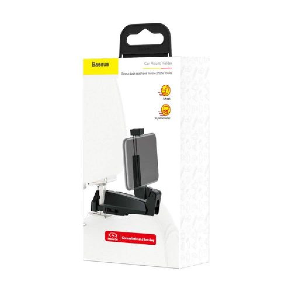 Φωτογραφία προϊόντος: Baseus Car Mount Back Seat Headrest Phone Bracket Holder hook for 4.0-6.5 inch black (SUHZ-A01)