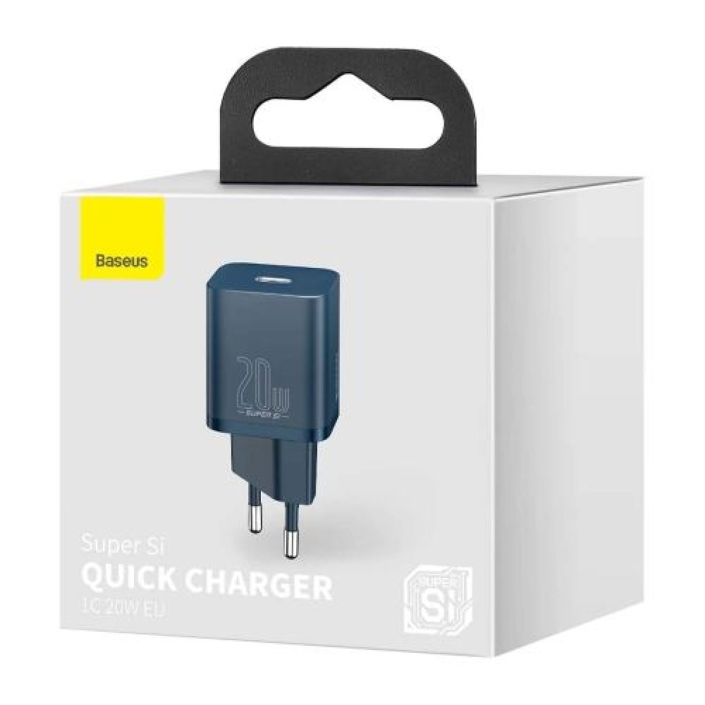 Φωτογραφία προϊόντος: Baseus Travel Charger set Super Si 1C PD Fast charger 20W Blue EU (CCSUP-B03)