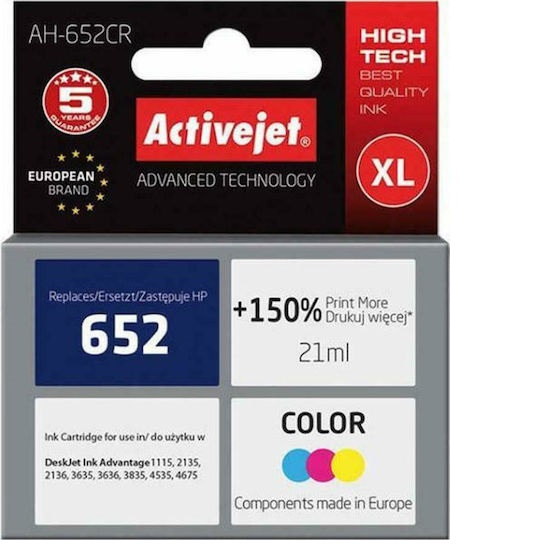Φωτογραφία προϊόντος: Activejet Συμβατό μελάνι HP 652XL color F6V24AE