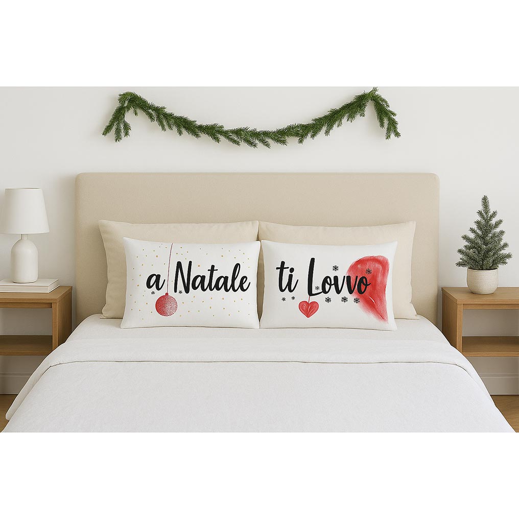 Φωτογραφία προϊόντος: Μαξιλαροθήκες a Natale ti Lovvo 100% βαμβάκι 2 τεμ. 50x80 εκ.
