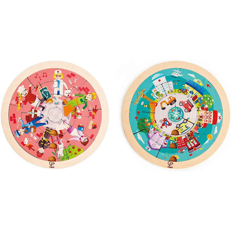 Φωτογραφία προϊόντος: Hape Happy Puzzles Ξύλινο Παζλ Jobs Roundabout Puzzle (E1624)