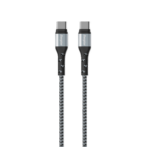 Φωτογραφία προϊόντος: Καλώδιο σύνδεσης Energizer Metal & Braided Nylon Cable USB-C σε USB-C 2.0 Ασημί 2m