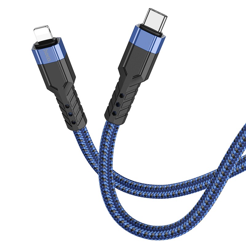 Φωτογραφία προϊόντος: 2ADD149A-D3CC-EF11-9A7B-C174DFB988E4 Καλώδιο Σύνδεσης Hoco U110 USB-C σε Lightning Braided PD20W 3A Μπλε 1.2m Υψηλής Αντοχής