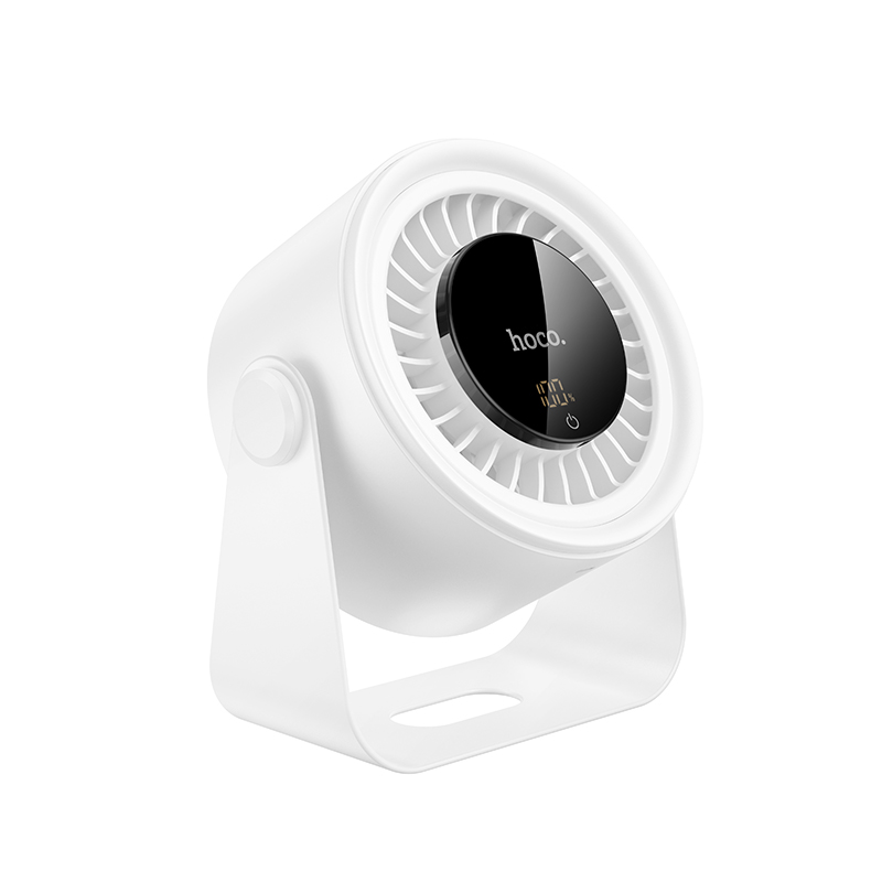 Φωτογραφία προϊόντος: 2ADD149A-D3CC-EF11-9A7B-C174DFB988E4 Επαναφορτιζόμενος Επιτραπέζιος Ανεμιστήρας Hoco HX66 3000mAh 5 Ταχύτητες Αέρα και LED Ένδειξη Λευκό