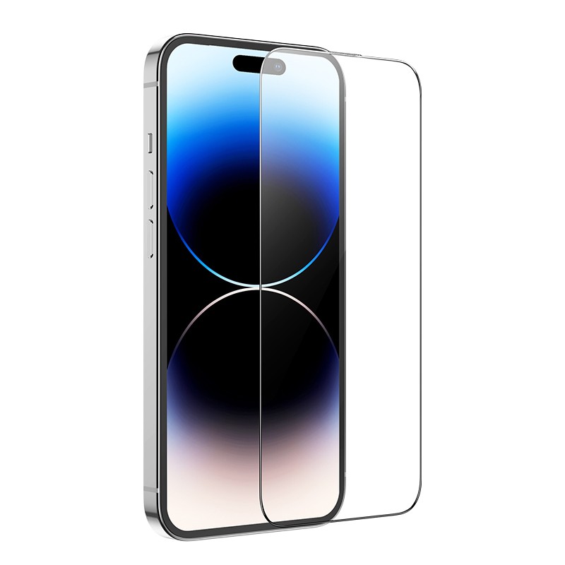 Φωτογραφία προϊόντος: 2ADD149A-D3CC-EF11-9A7B-C174DFB988E4 Tempered Glass Hoco G1 0.33mm Flash Attach Full Silk Screen HD για Apple iPhone 14 Pro Μαύρο