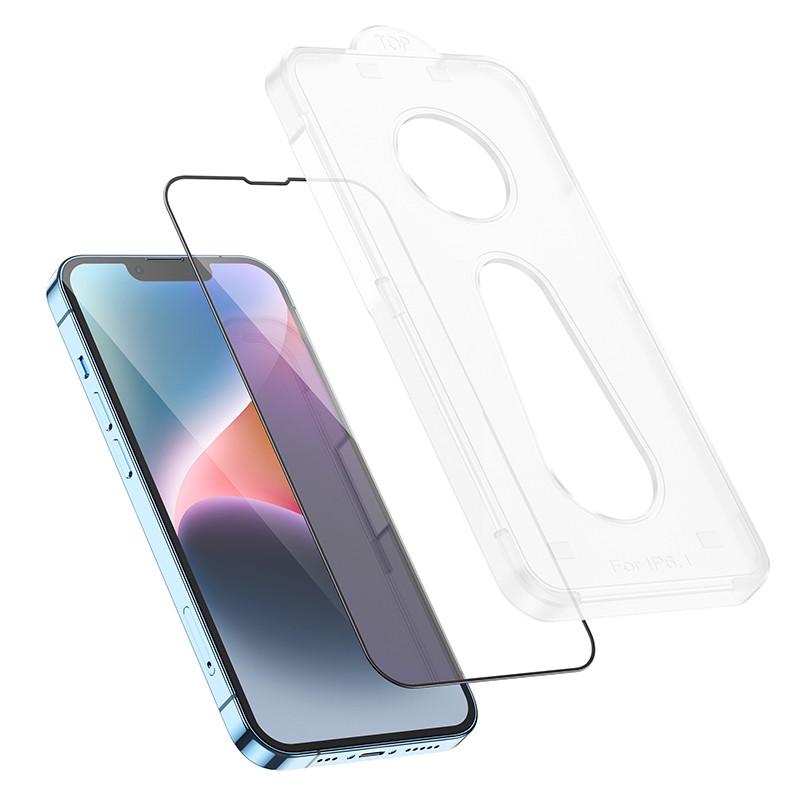 Φωτογραφία προϊόντος: 2ADD149A-D3CC-EF11-9A7B-C174DFB988E4 Tempered Glass Hoco A33 9Η Full Screen Protection 0.33mm Apple iPhone 14 Plus/13 Pro Max με Οδηγό Εύ