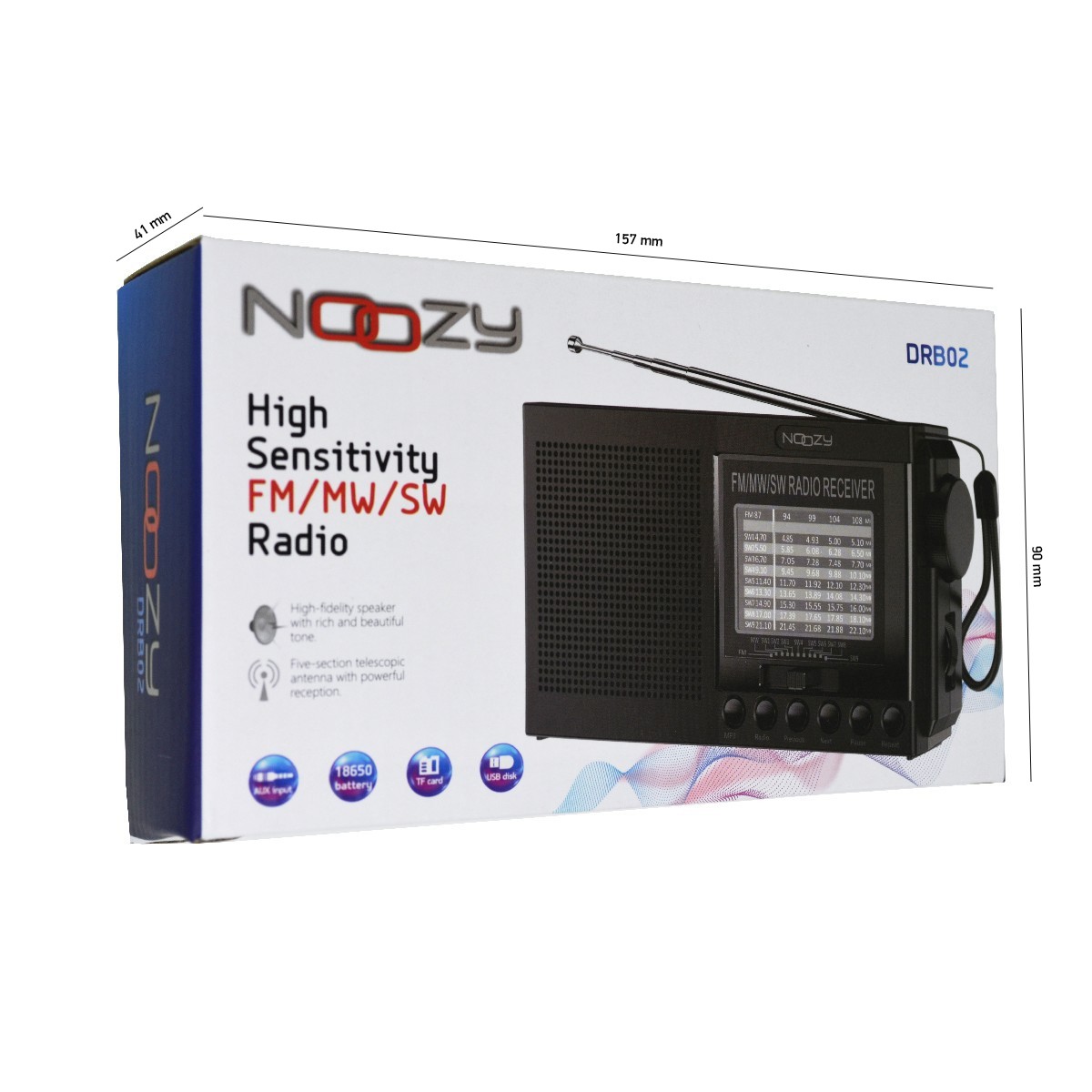 Φωτογραφία προϊόντος: 9FD2B904-77CE-EF11-9A7B-C174DFB988E4 Φορητό Ραδιόφωνο Noozy DRB02 FM/MW/SW με 3,5mm microSD και USB Υποστηρίζει Φόρτιση Μπαταριών