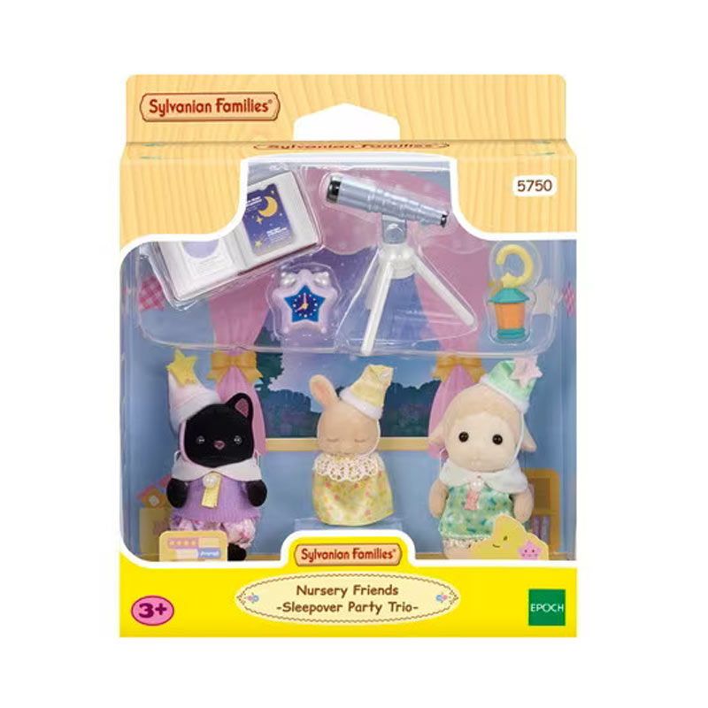 Φωτογραφία προϊόντος: Epoch Sylvanian Families Nursery Friends-Η Παρέα των Τριών κάνει Πάρτι με Sleepover (05750)