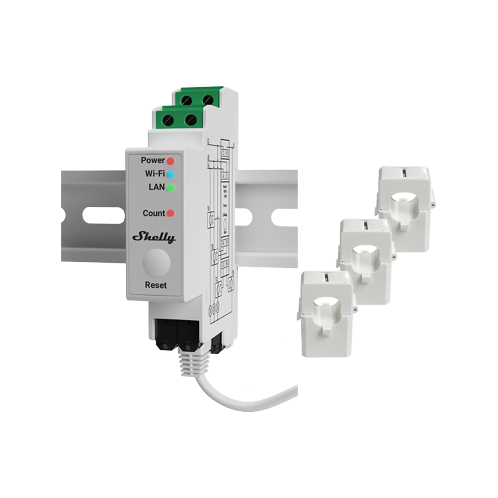 Φωτογραφία προϊόντος: Elvhx 3800238073862 | Shelly Pro 3EM 120A (+3clampsx120A) V.2 New Matter Compatible - EAN 3800238073862