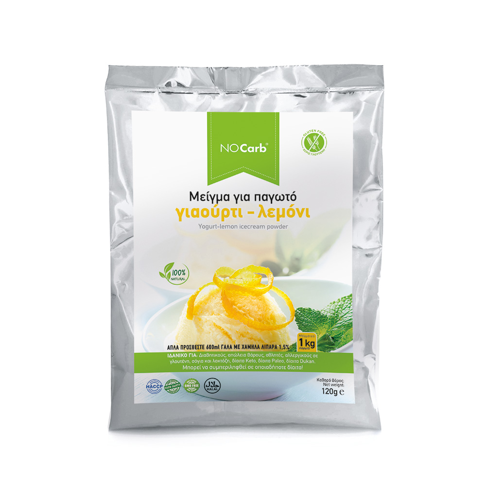 Φωτογραφία προϊόντος: No Carb® Μείγμα παγωτού Γιαούρτι-Λεμόνι NoCarb 120g