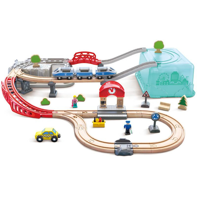 Φωτογραφία προϊόντος: Hape Railway Ξύλινος Σιδηρόδρομος (E3771A)