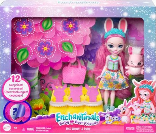 Φωτογραφία προϊόντος: Mattel Enchantimals Baby Best Friends Κούκλα Kαι Ζωάκια Φιλαράκια Με Εκπλήξεις Bree Bunny and Twist (HLK85)