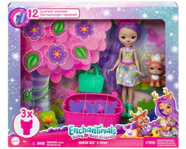 Φωτογραφία προϊόντος: Mattel Enchantimals Baby Best Friends Κούκλα Kαι Ζωάκια Φιλαράκια Με Εκπλήξεις Danessa Deer And Sprint (HLK84)