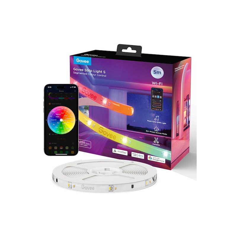 Φωτογραφία προϊόντος: Govee RGBIC Wi-Fi + Bluetooth LED Strip Light S H612A - LED Strip with Protective Coating 5m