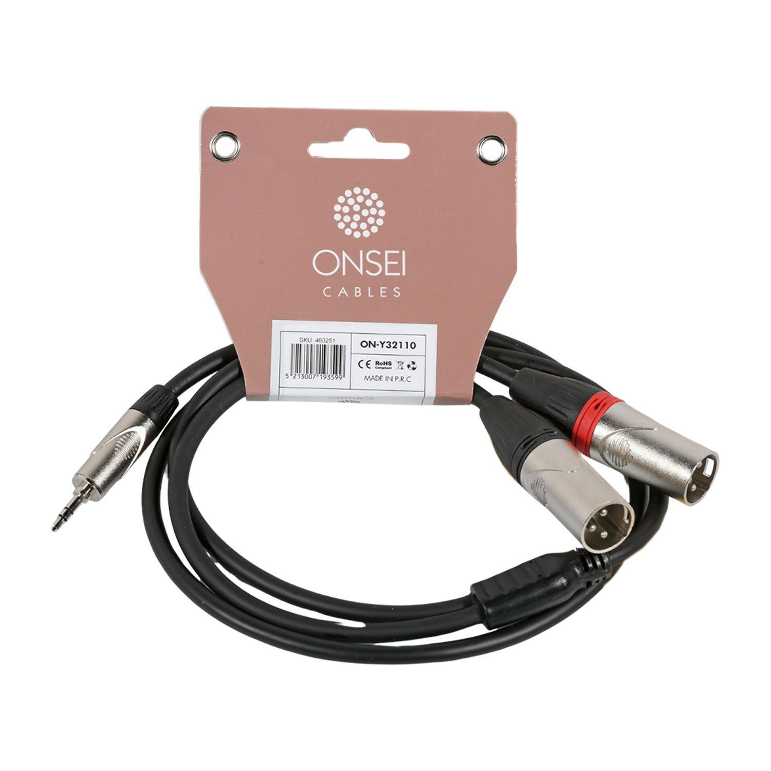 Φωτογραφία προϊόντος: Onsei ON-Y32110 - Καλώδιο Audio 2 x 3-pin XLR male - 3,5mm mini Jack Stereo 1m