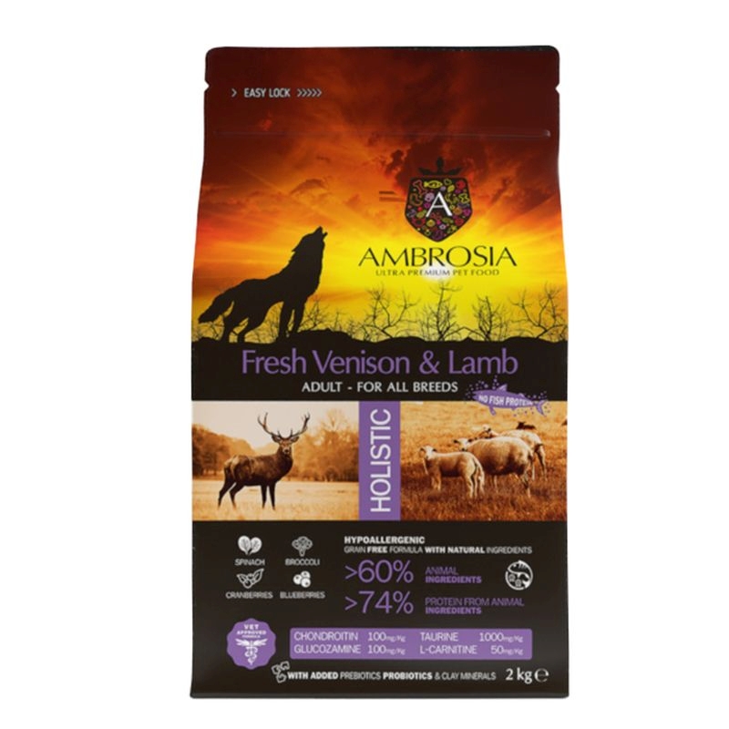 Φωτογραφία προϊόντος: AMBROSIA GF DOG ADULT FRESH VENISON & LAMB 12Kg