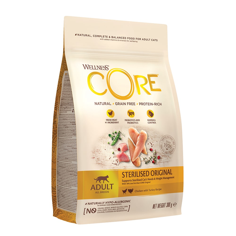 Φωτογραφία προϊόντος: WELLNESS CORE CAT STERILIZED CHICKEN&TURKEY 300GR