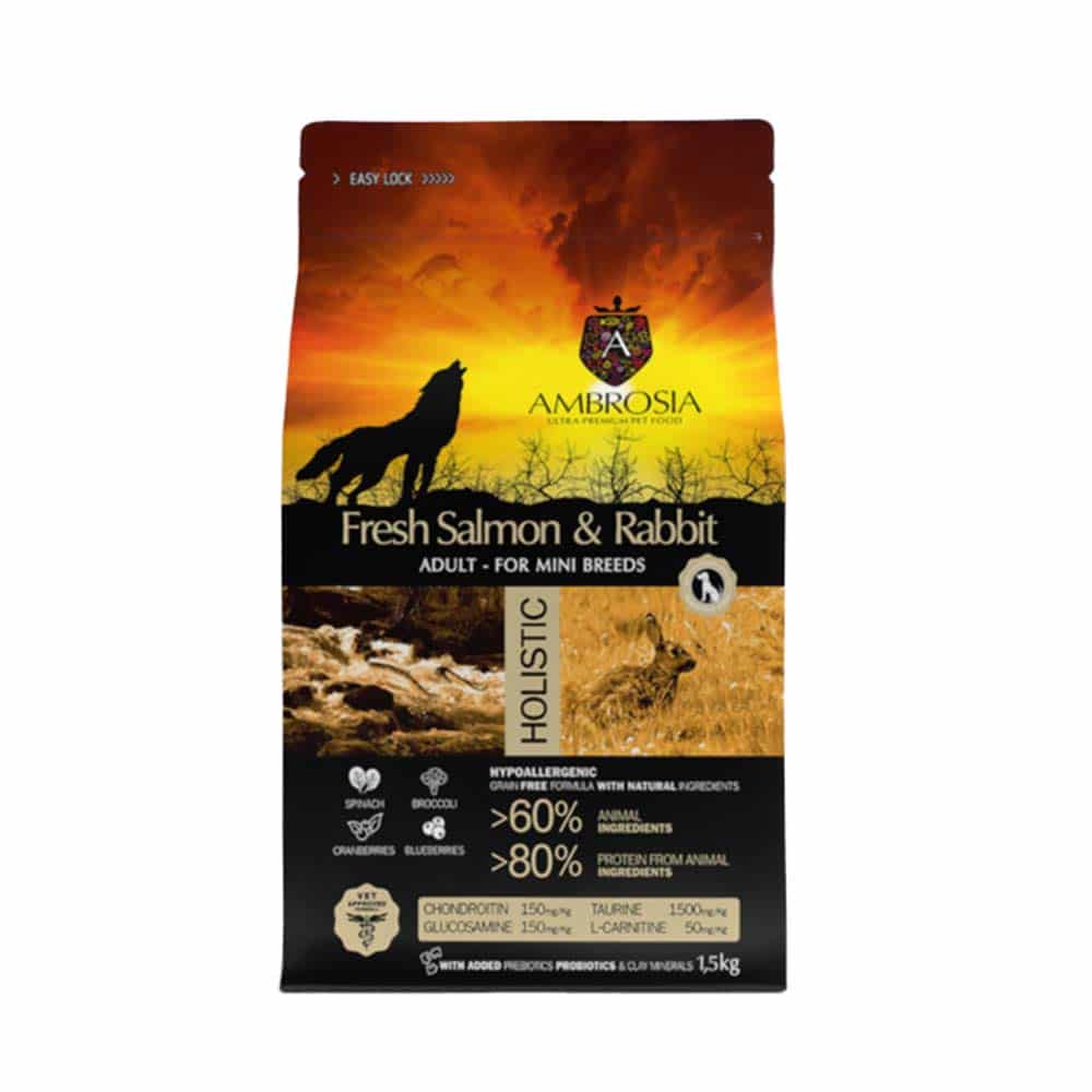 Φωτογραφία προϊόντος: AMBROSIA GF ADULT MINI SENSITIVE FRESH SALMON & RABBIT 1.5Kg