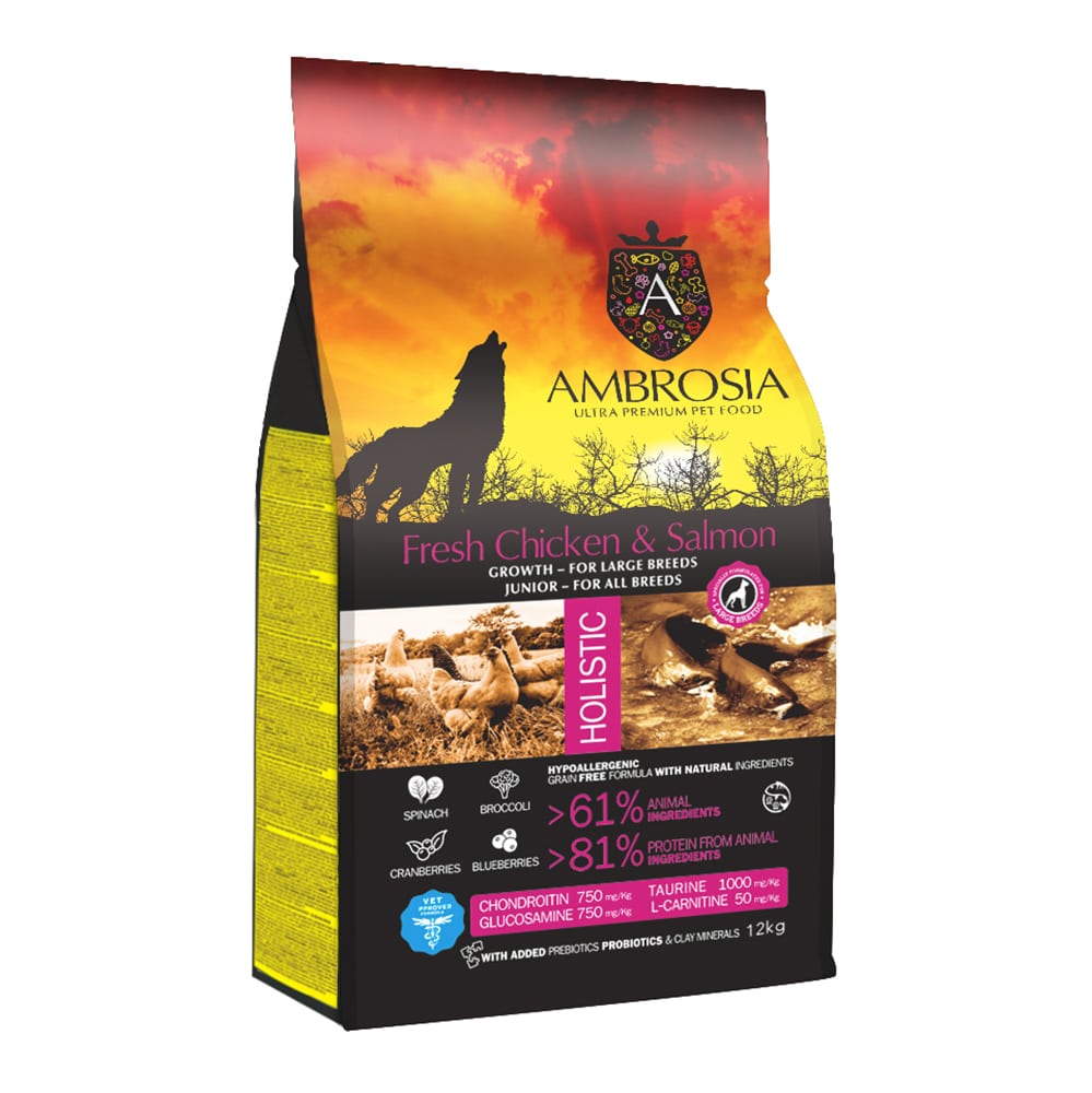 Φωτογραφία προϊόντος: AMBROSIA GF PUPPY LARGE CHICKEN & SALMON 12Kg