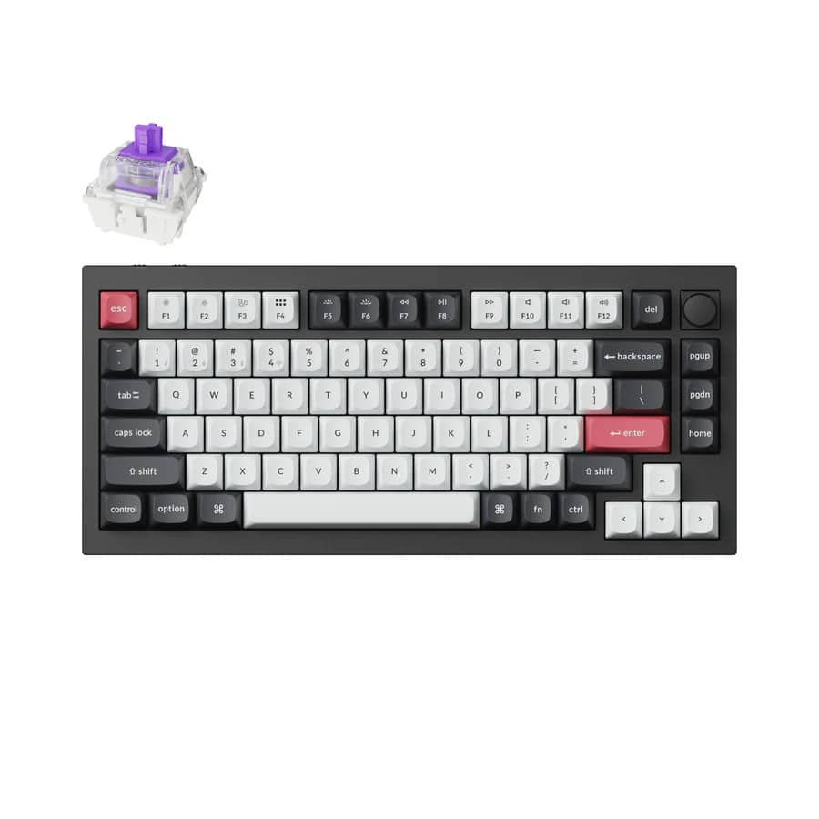 Φωτογραφία προϊόντος: Keychron Q1 HE (Q1H-M1) QMK Wireless Custom Hall Effect Keyboard Purple Switch 75% US Layout