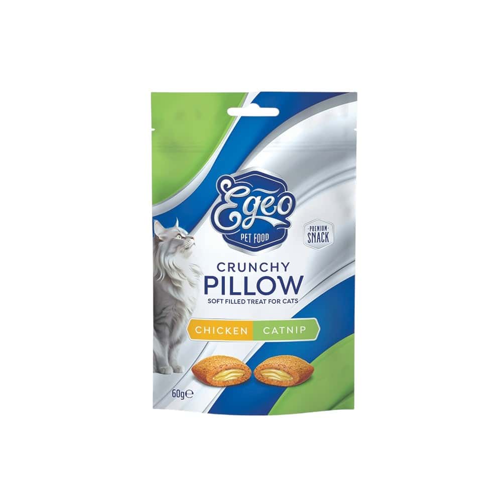 Φωτογραφία προϊόντος: Egeo Cat Crunchy Pillows Baked Chicken & Catnip 60gr