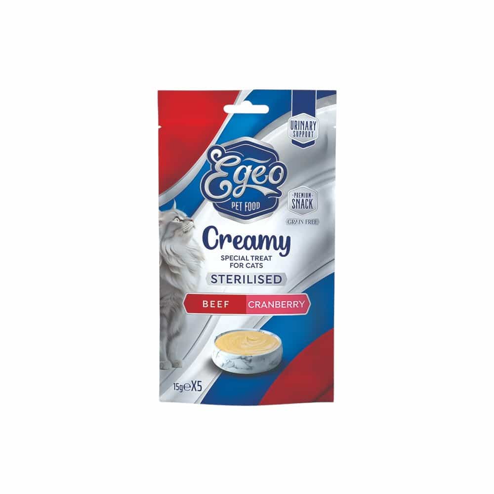 Φωτογραφία προϊόντος: EGEO CAT CREAMY STERILIZED CHICKEN BEEF & CRANBERRY 5x15gr