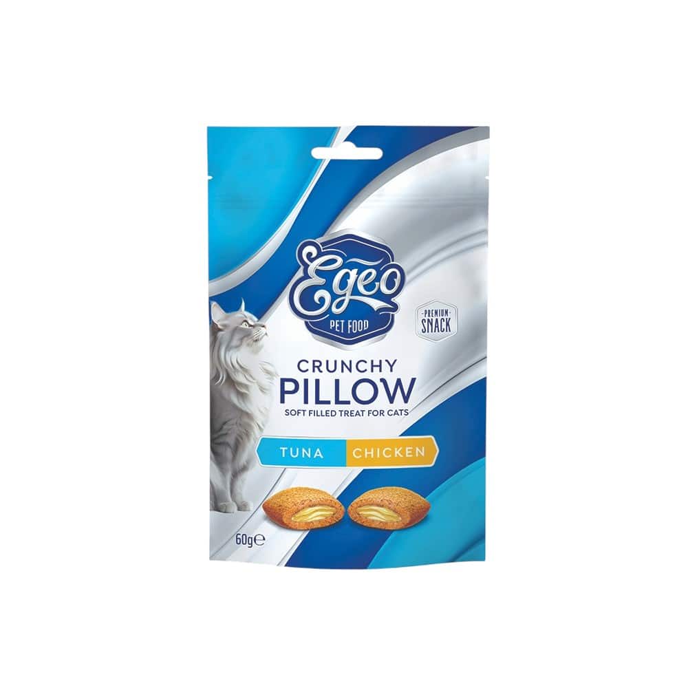 Φωτογραφία προϊόντος: Egeo Cat Crunchy Pillows Tuna & Roasted Chicken 60gr