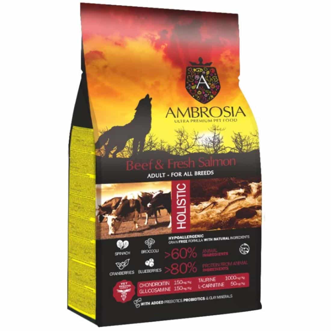 Φωτογραφία προϊόντος: AMBROSIA GF DOG ADULT BEEF & FRESH SALMON 12Kg