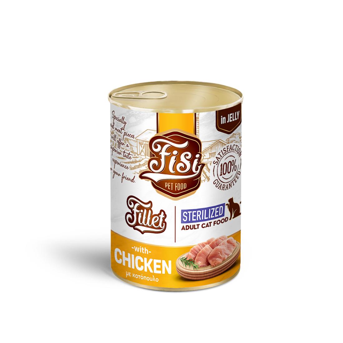 Φωτογραφία προϊόντος: FISI FILLET CAT ADULT ΚΟΤΟΠΟΥΛΟ ΣΕ ΖΕΛΕ STERILIZED 400gr