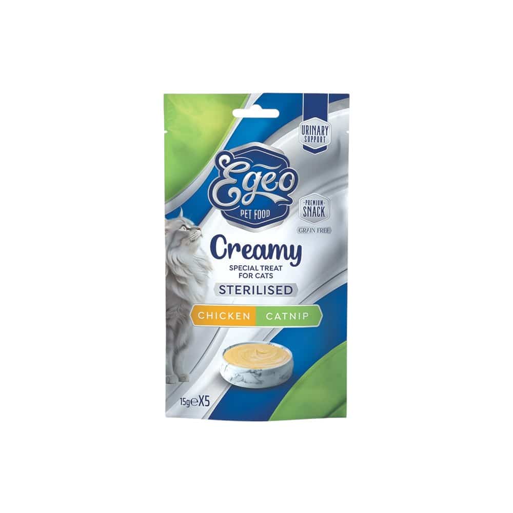 Φωτογραφία προϊόντος: EGEO CAT CREAMY STERILIZED CHICKEN CATNIP & CRANBERRY 5x15gr